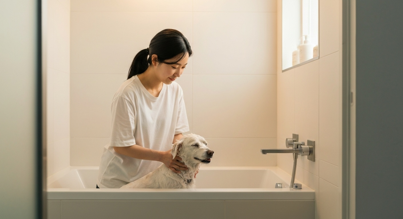 포메라니안 샴푸 목욕 장면