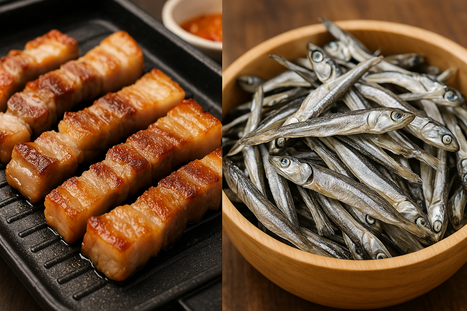 삼겹살과 멸치