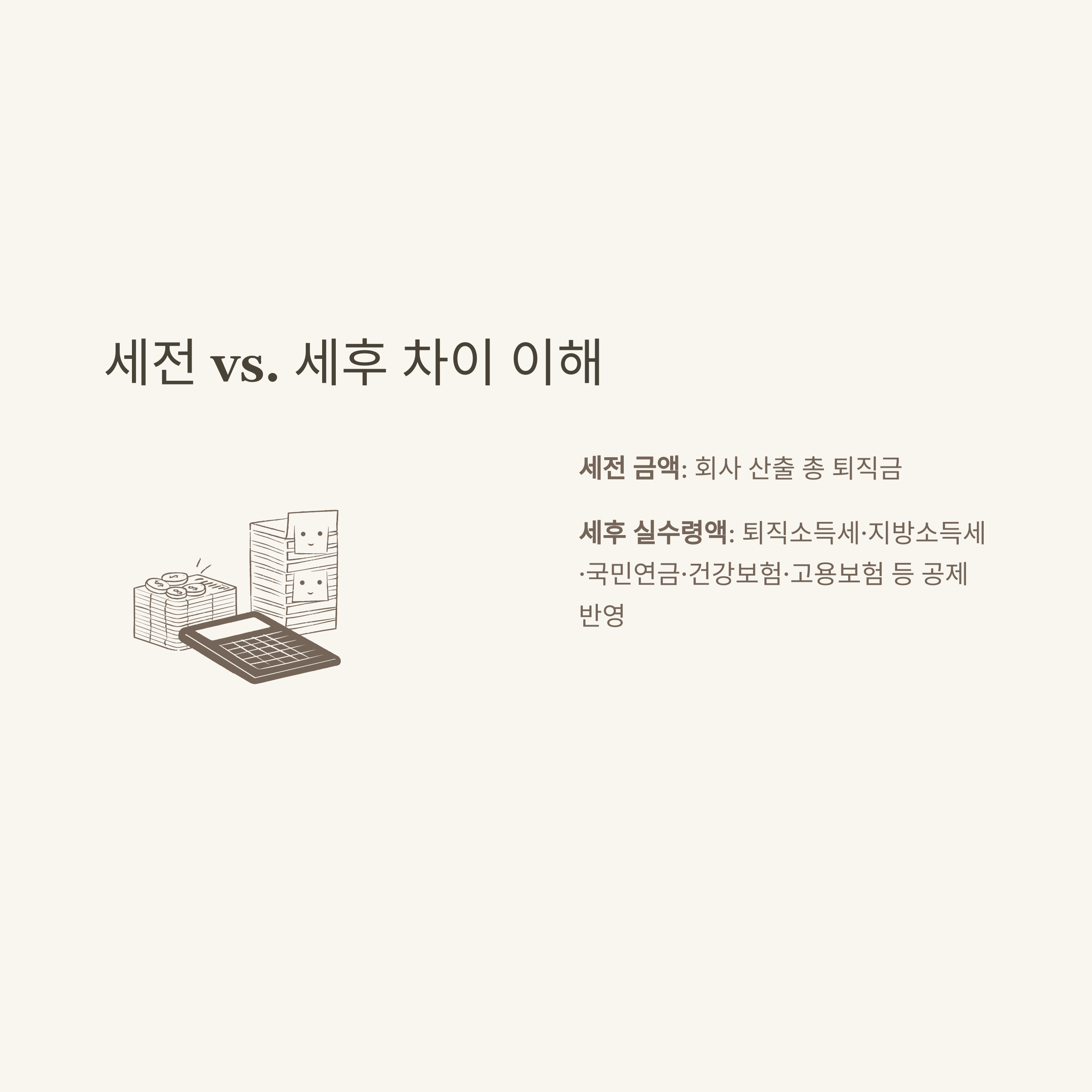 퇴직금계산기세후 완벽 가이드: 세전·세후 계산법부터 실수령액, 중간정산까지