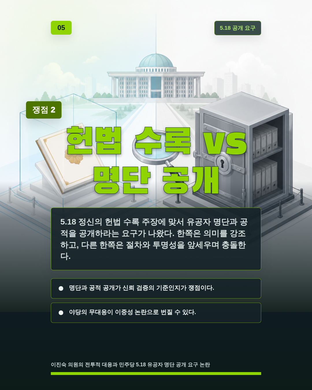 헌법 수록 vs 명단 공개