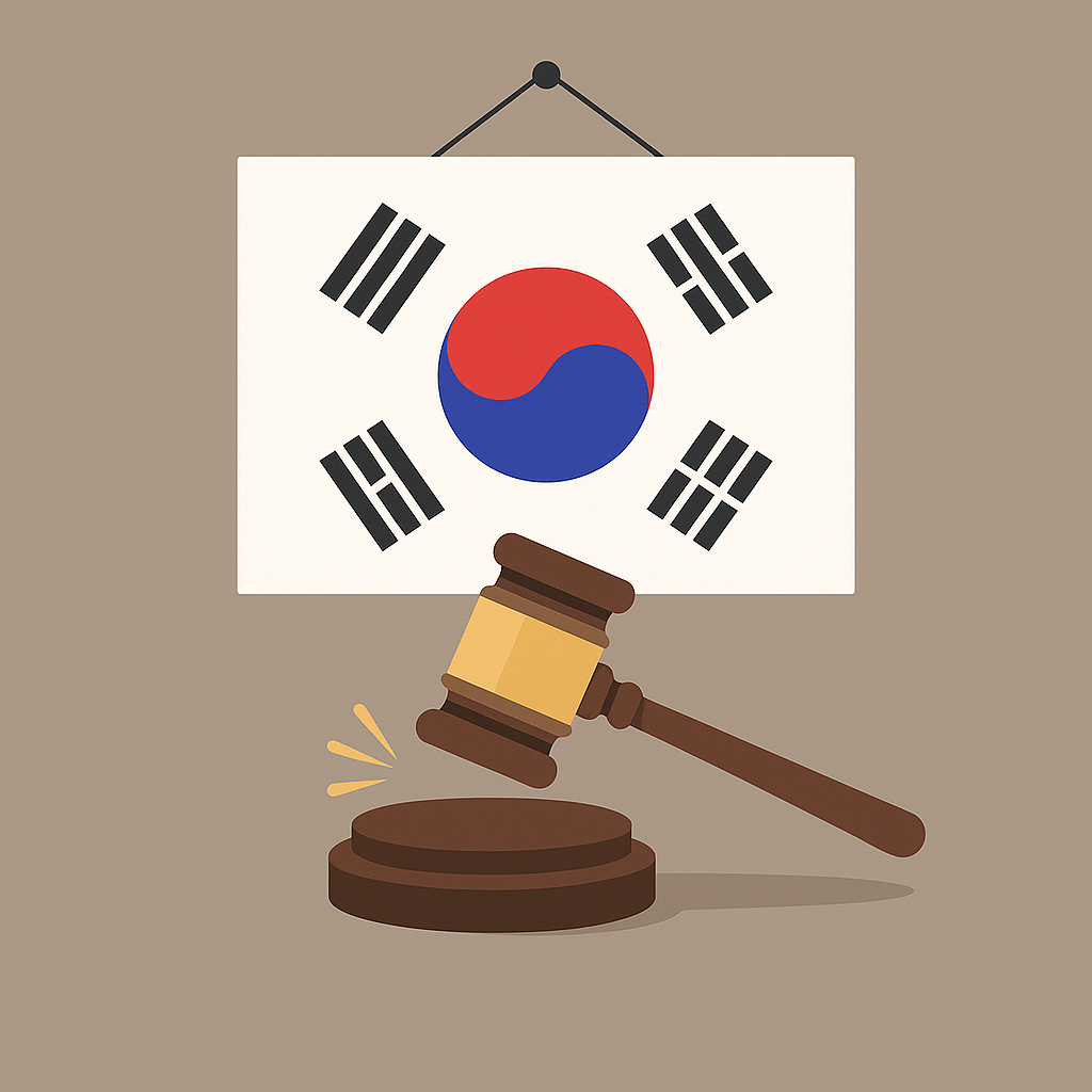 한국 국기와 법봉 사진