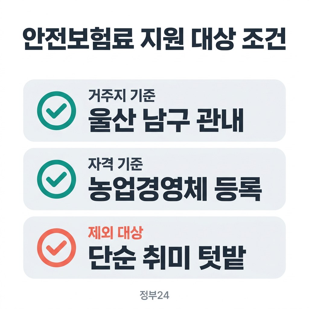 울산 남구 농업인 안전보험료 지원 대상 조건