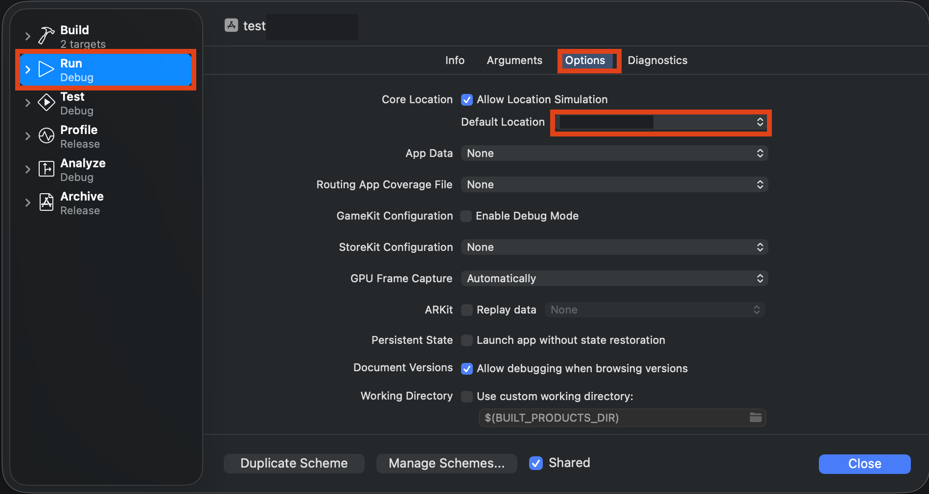 xcode 아이폰 개발앱 gps 위치 테스트 방법 이미지 2