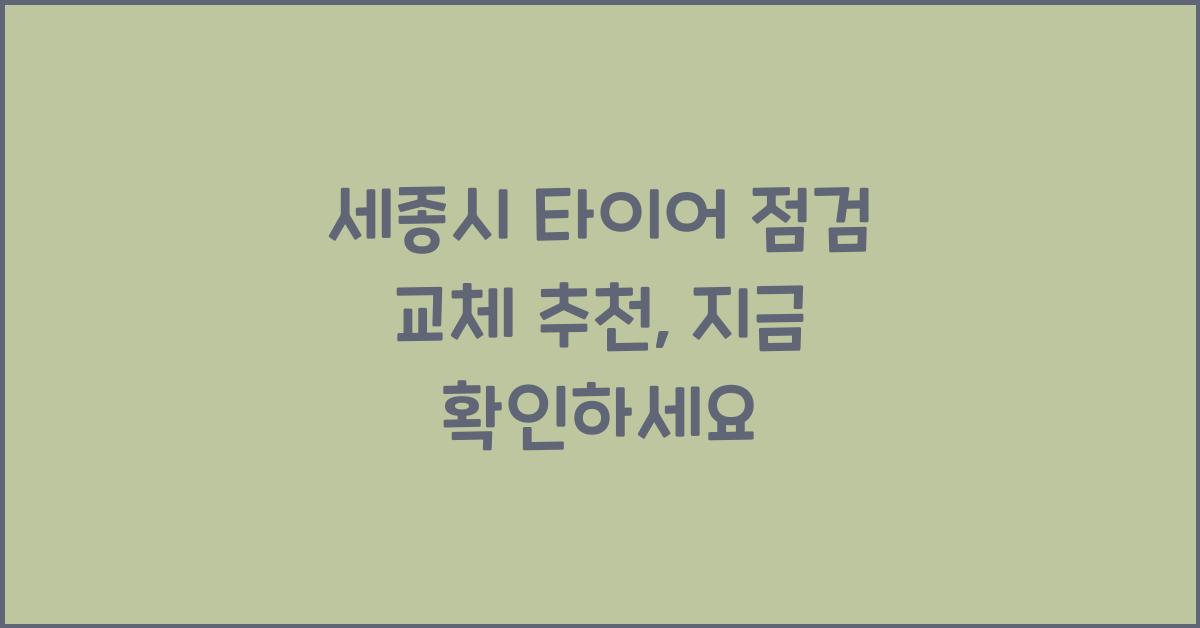 세종시 타이어 점검 교체 추천