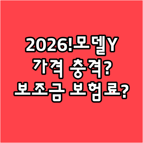 2026년 모델Y 가격 보조금 보험료..