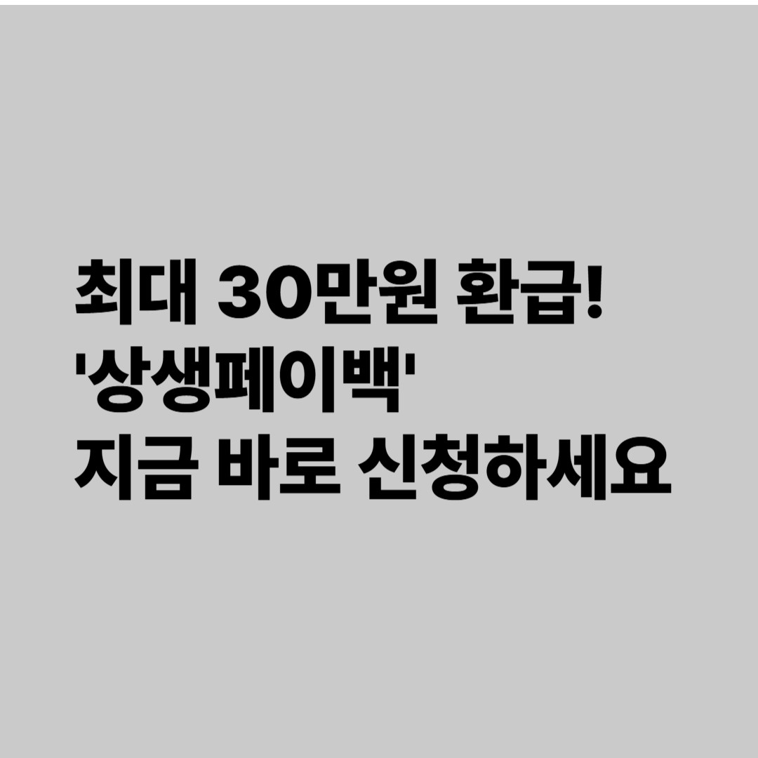 최대 30만원 환급! '상생페이백' 지금 바로 신청하세요