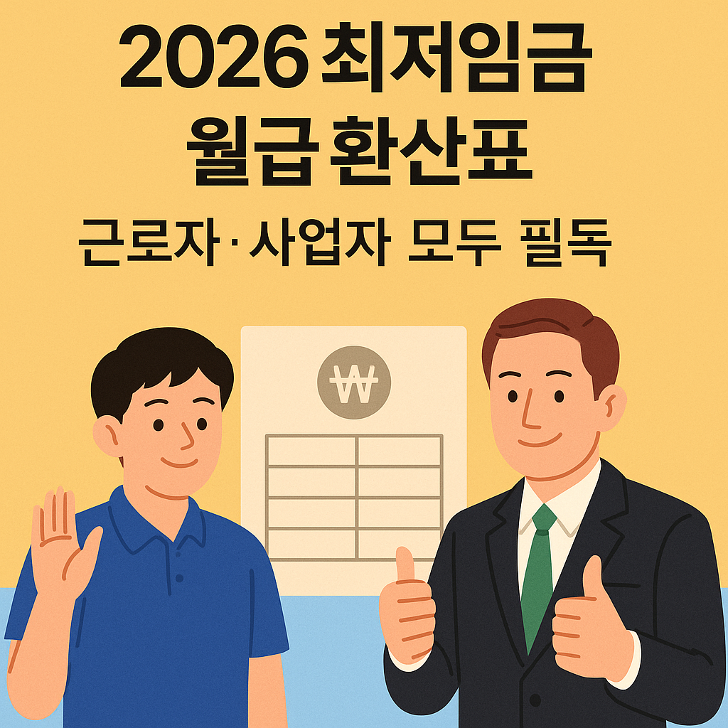 2026 최저임금 월급 환산표｜근로자&middot;사업자 모두 필독