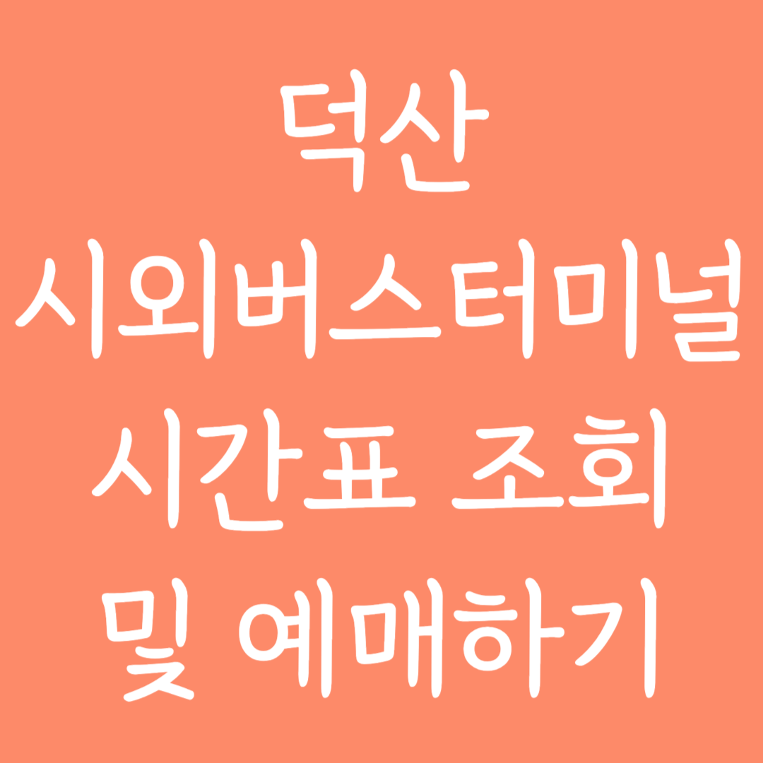 덕산 시외버스터미널 시간표 조회 및 예매하기