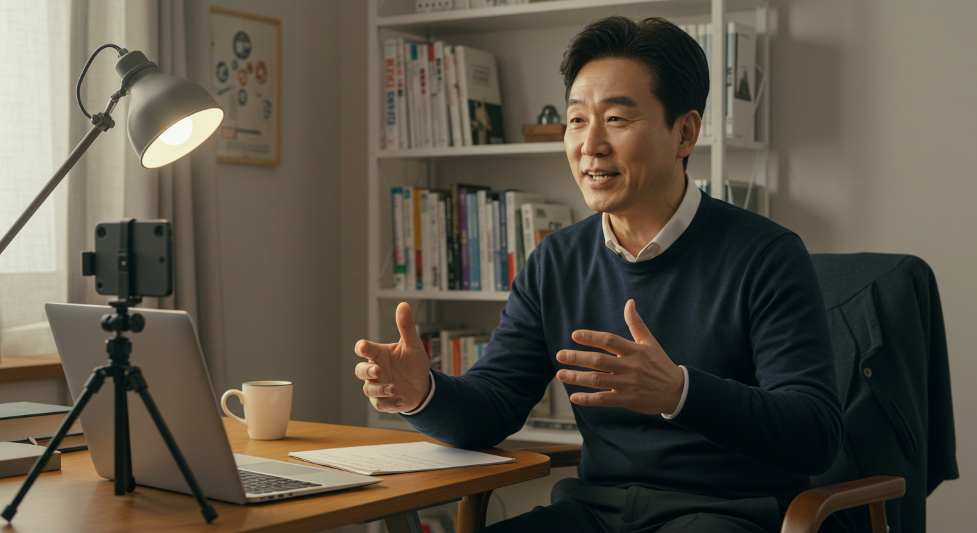 온라인 강의하는 남성