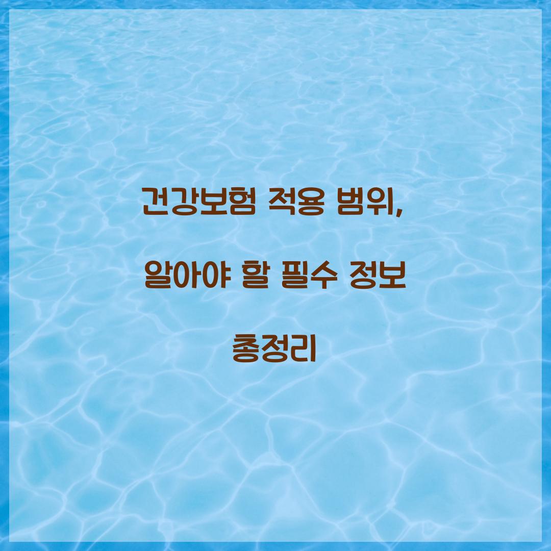 건강보험 적용 범위