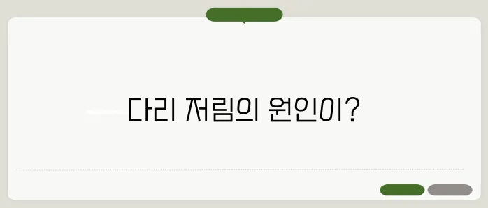 다리가 저리는 증상과 원인 분석