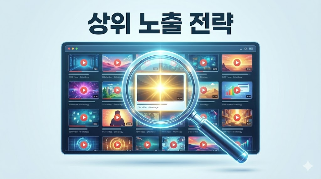 검색 결과 상위 노출 전략을 시각적으로 강조한 전문적인 비즈니스 이미지입니다.