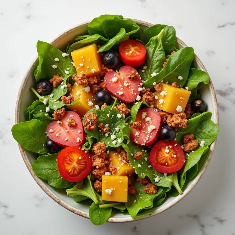 다양한 채소와 과일이 담긴 샐러드 볼