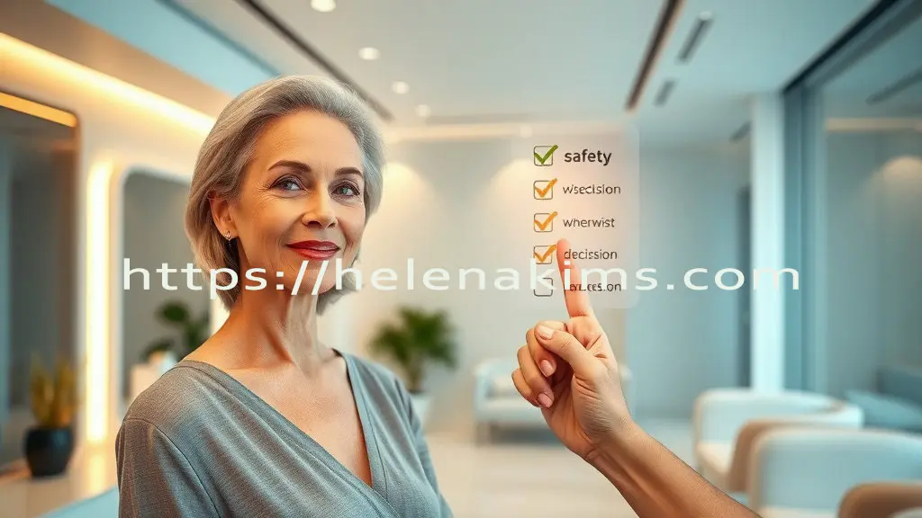 피부과를 방문한 여성이 주의 사항을 체크하는 모습.