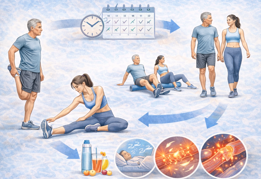 운동 후 근육통을 회복 시키는 전략 관련 사진