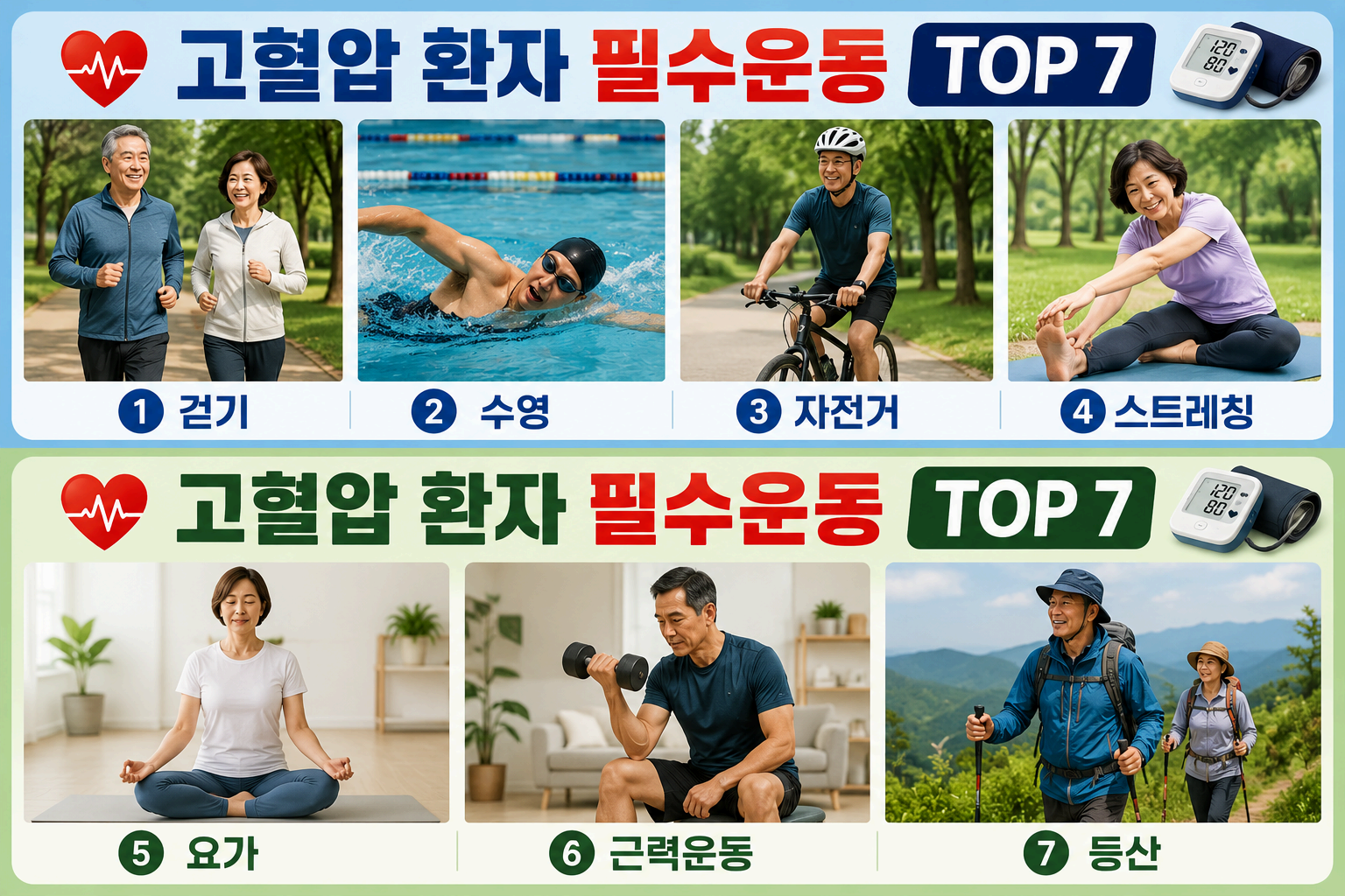 혈압 낮추는 운동 TOP7
