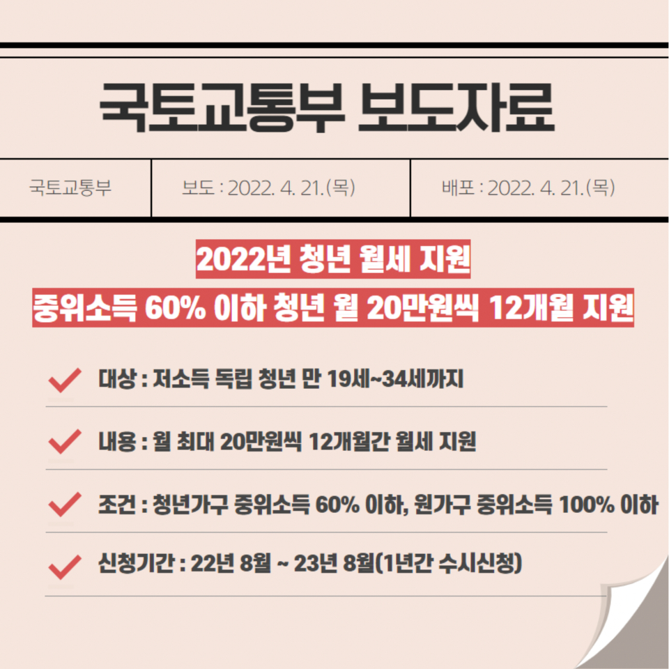 무주택 청년 월세 지원 신청, 대상, 모의계산 방법