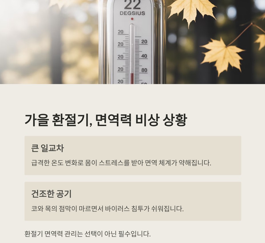 가을 환절기, 면역력에 비상이 걸리는 이유