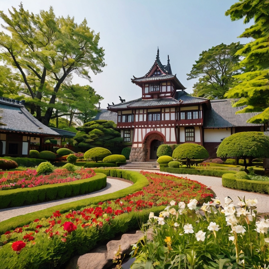 미야코지마 명소 우에노 독일 문화촌을 묘사한 이미지