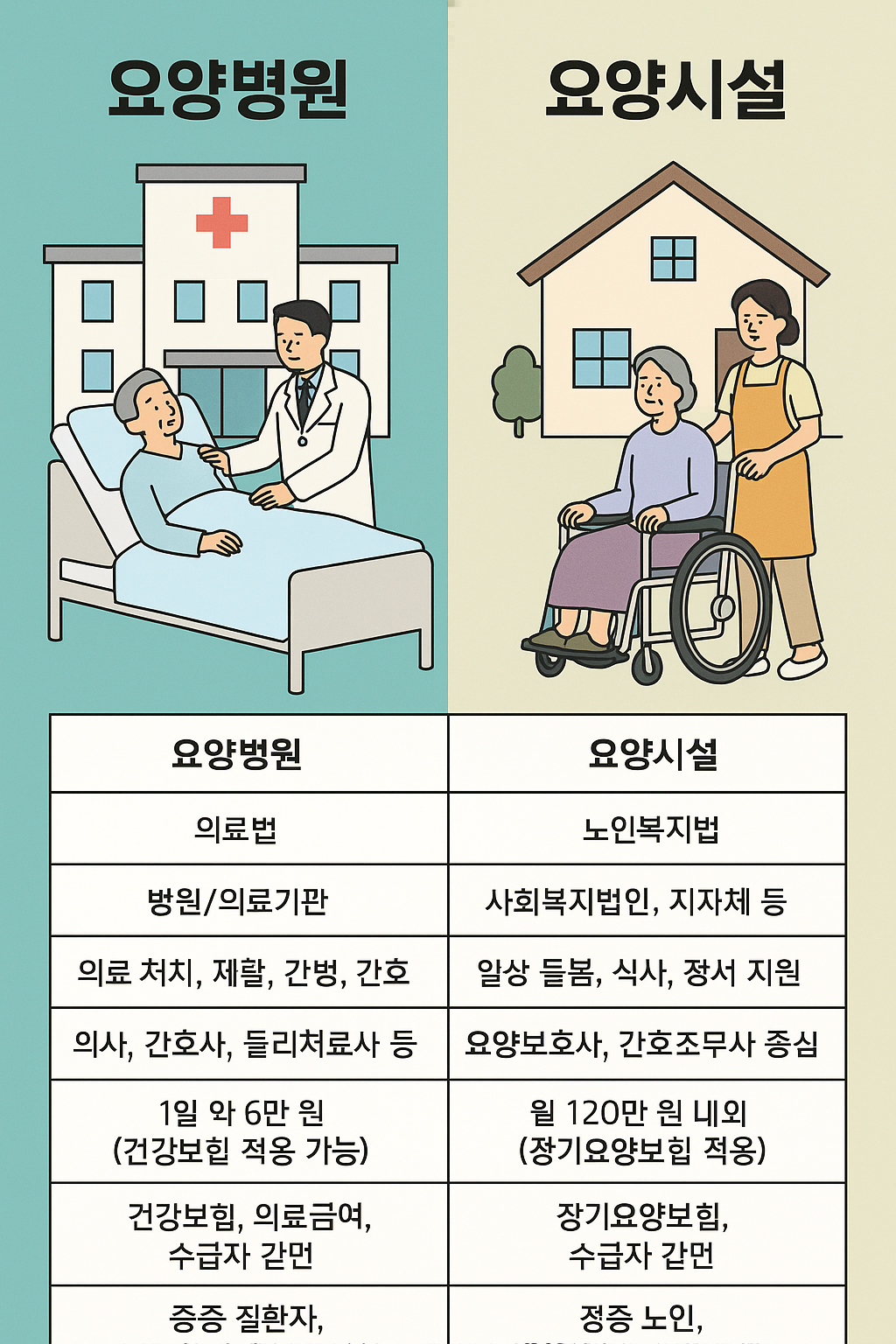 요양병원 vs 요양시설, 어떤 차이