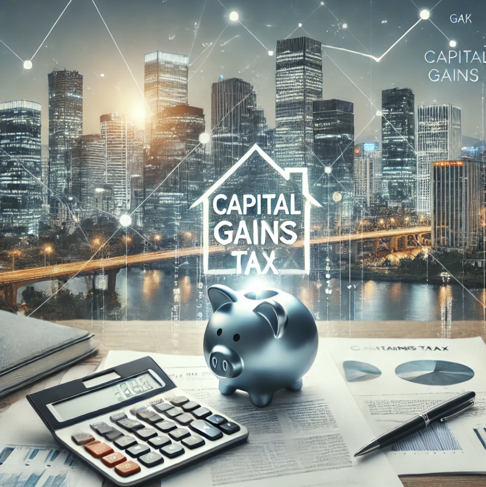 양도소득세와 관련된 자료를 분석하는 사무실의 모습.