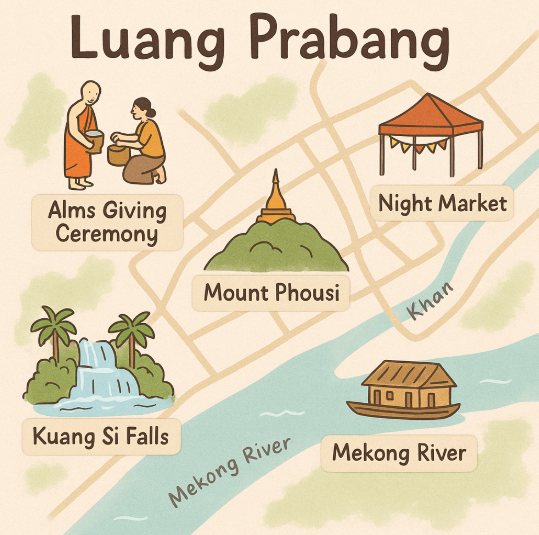 루앙프라방 여행 지도 사진