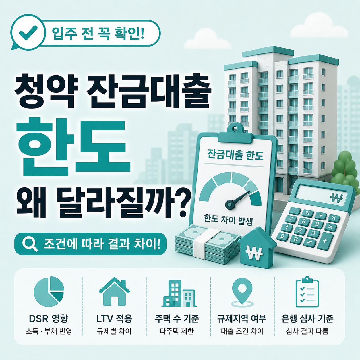 청약 당첨 후 잔금대출 제한 조건 재확인