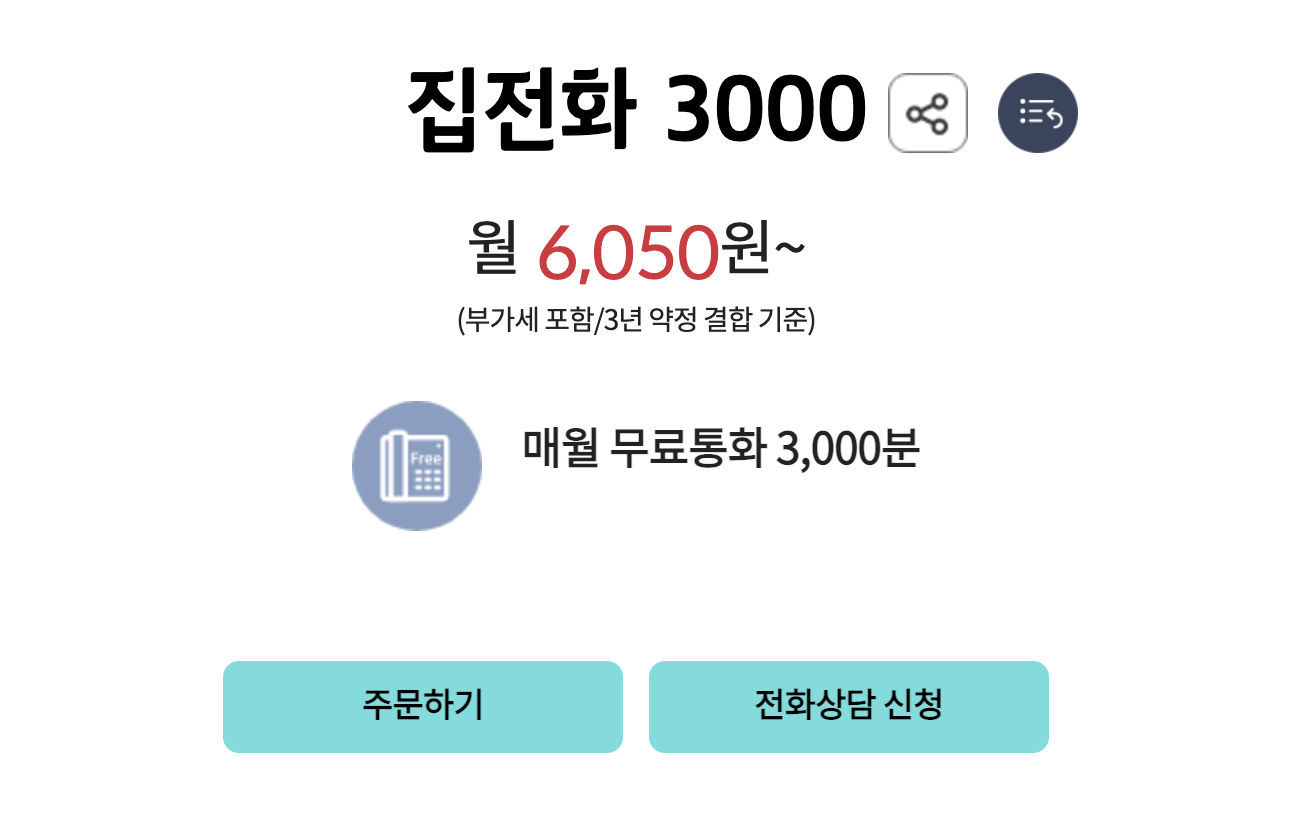 KT집전화 3000 요금제정보