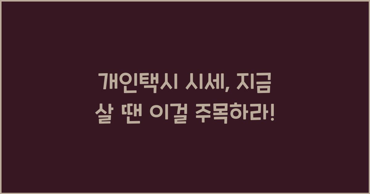 개인택시 시세