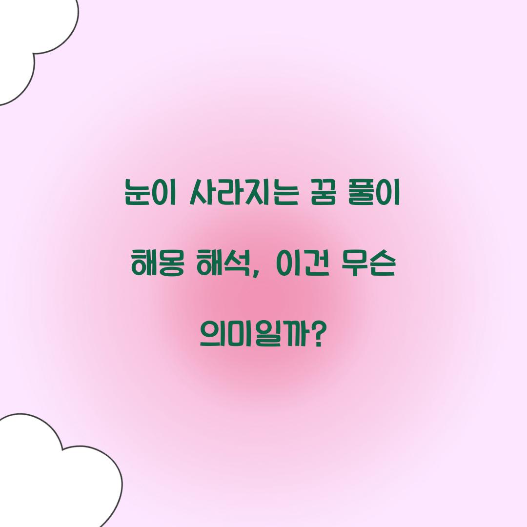 눈이 사라지는 꿈 풀이 해몽 해석
