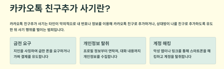 카카오톡 친구추가 사기 사례 및 예방법