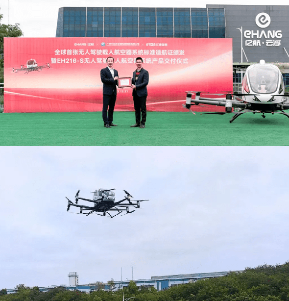 이항의 감항 인증서 획득 행사(위) 및 EG-216-S