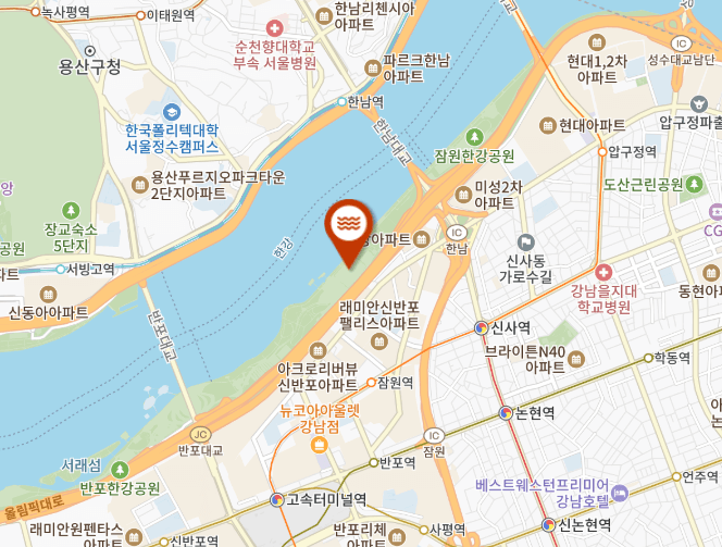 잠원 한강공원 썰매장 지도