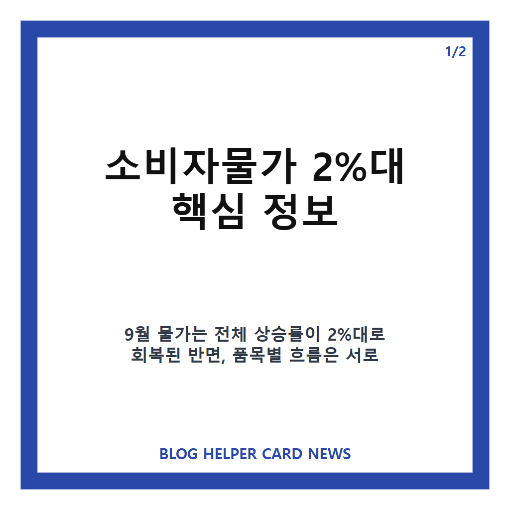 소비자물가 2%대 회복, 9월 2.9% 상승 배경과 석유류 변수 정리 카드뉴스 1