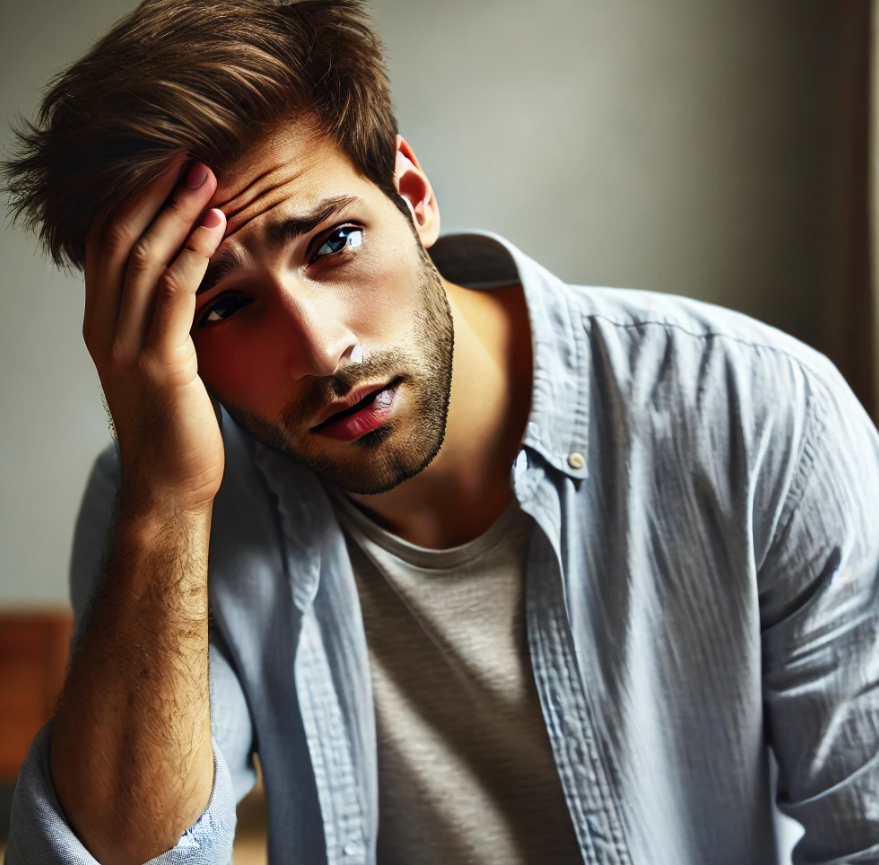 어지러워 하는 사람 모습