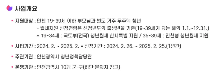 인청광역시 청년 월세 지원 신청 방법 서류