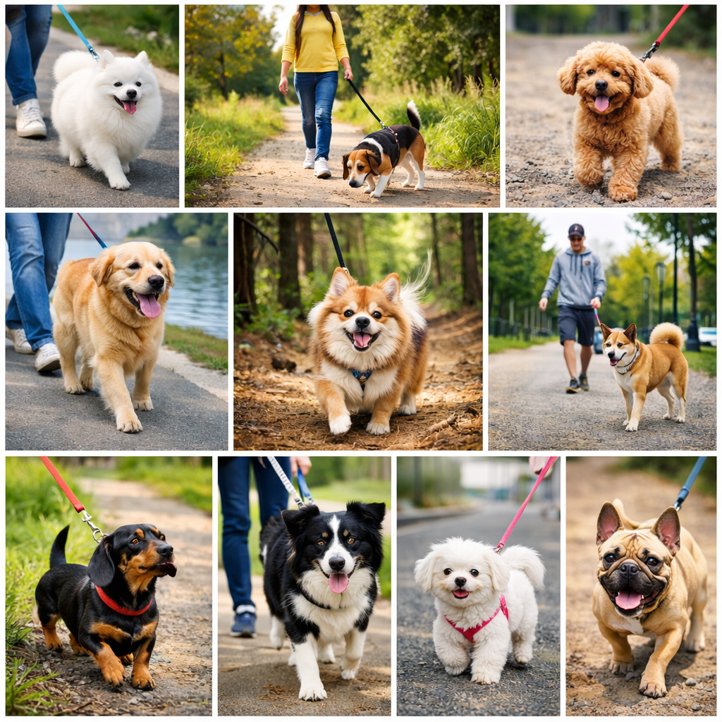 강아지 산책하는 사진