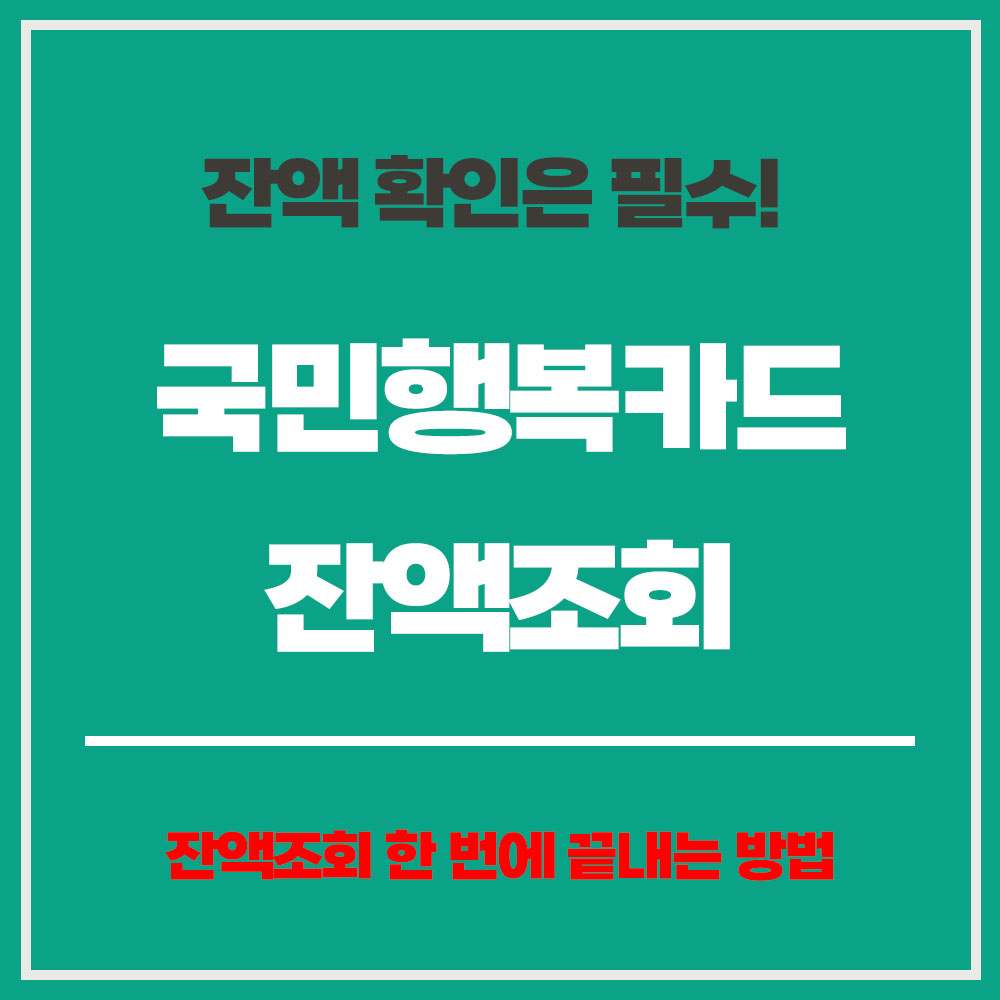 국민행복카드 잔액조회 카드사별 방법