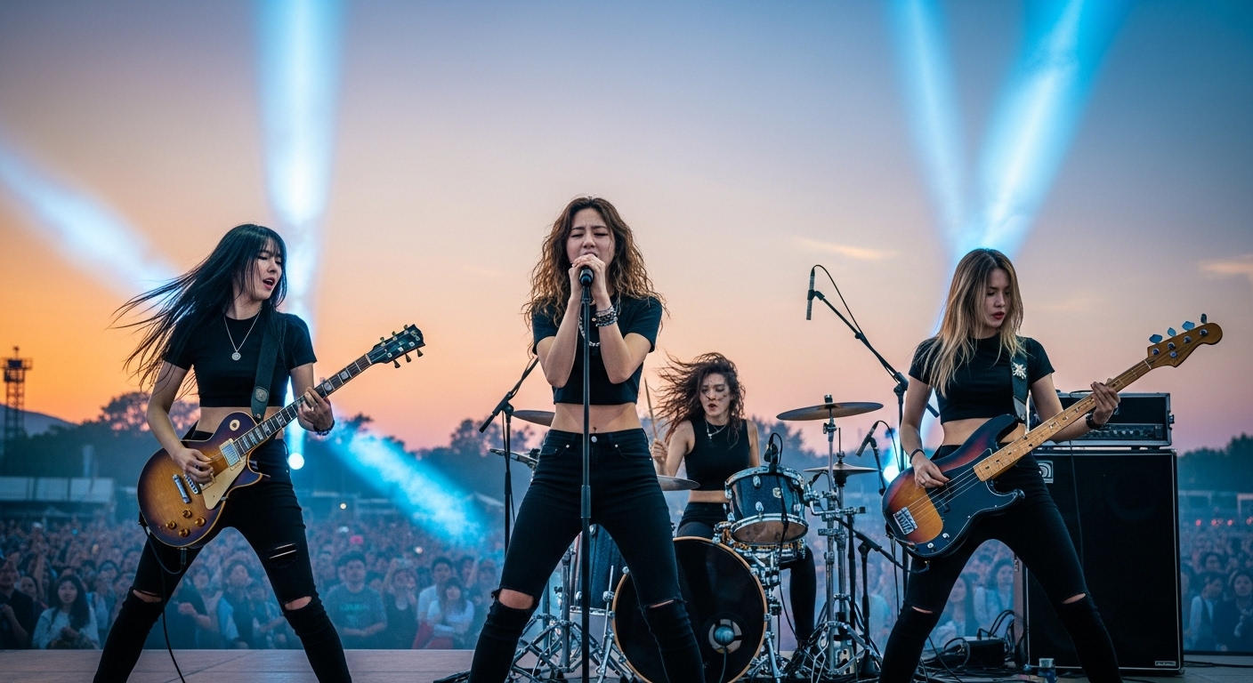 메탈공연을 하는 여자들