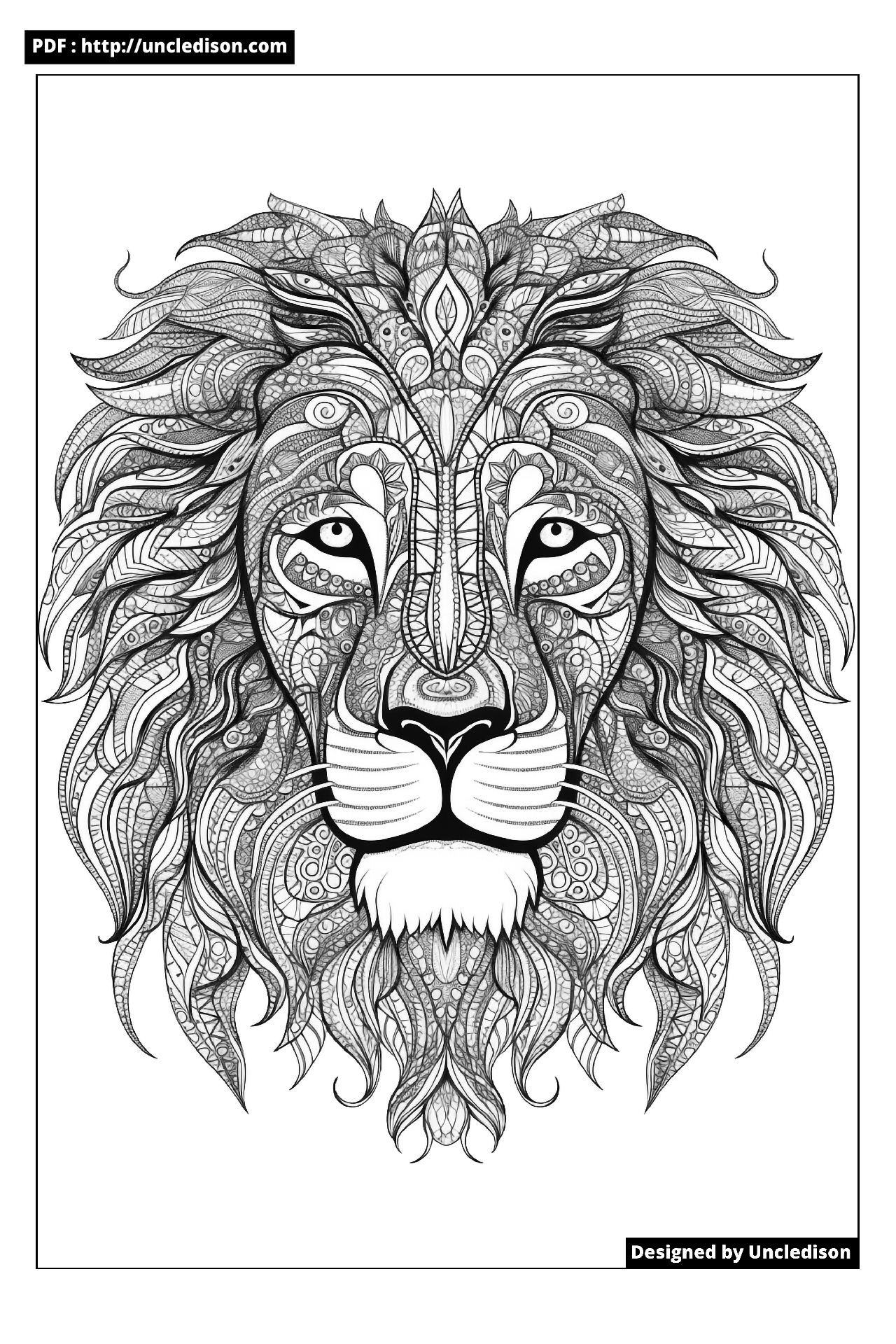 색칠공부 도안 동물 사자 만다라 어른 어르신 어려운 색칠도안