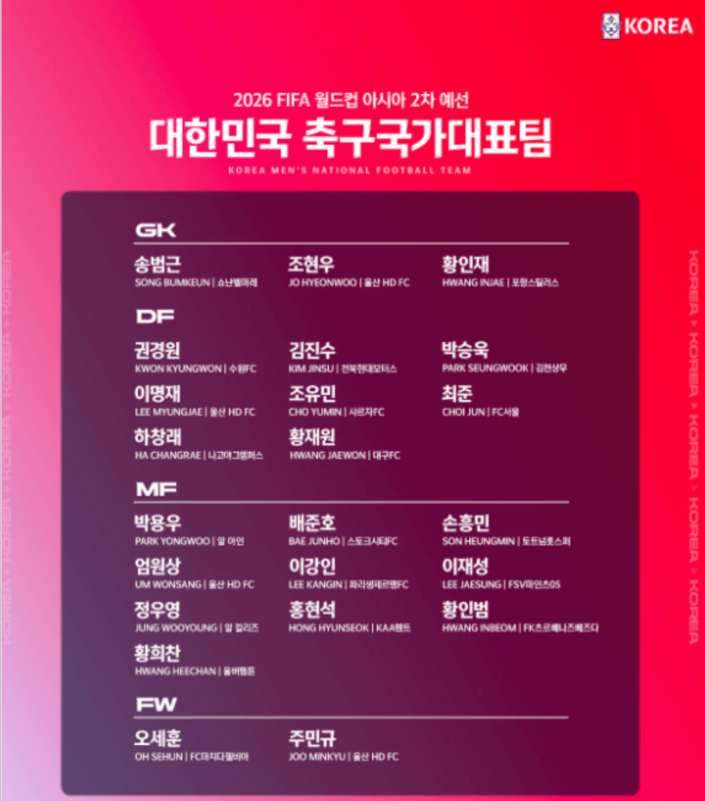 싱가포르 대한민국 축구 중계