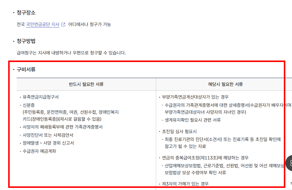 국민연금 유족연금비율 확인하기