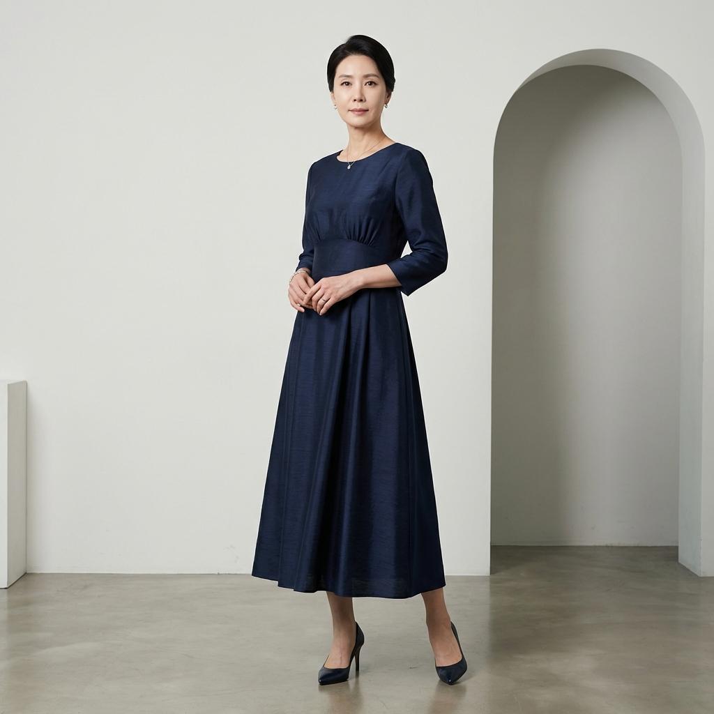 뱃살 커버되는 키작녀 하객 원피스