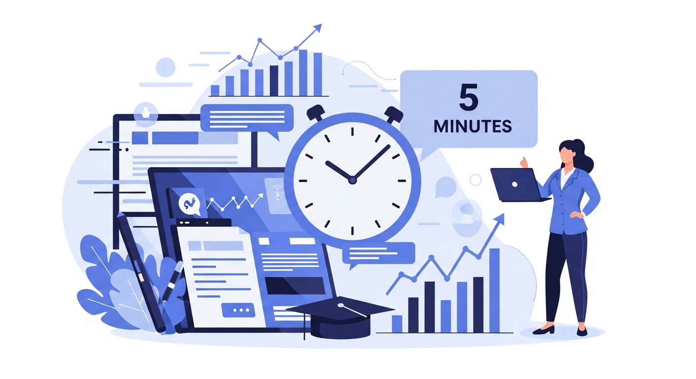 레버리지 ETF 교육을 5분 만에 이수하고 증거금과 수수료를 절감하는 스마트 투자 전략을 상징하는 역동적인 디지털 금융 화면.