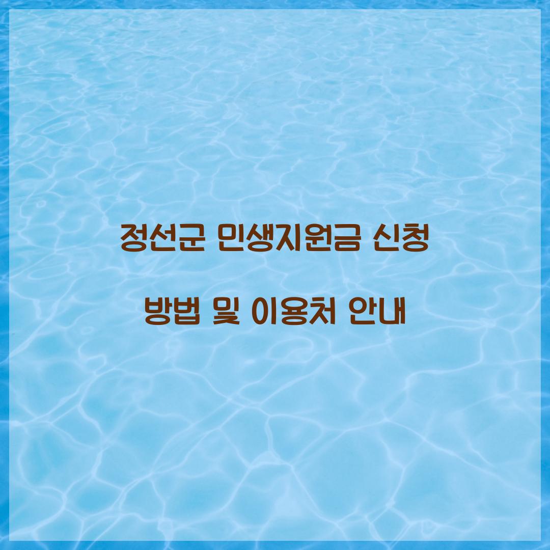정선군 민생지원금 신청