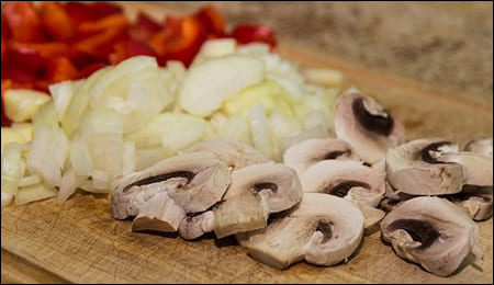 버섯과 양파 슬라이스