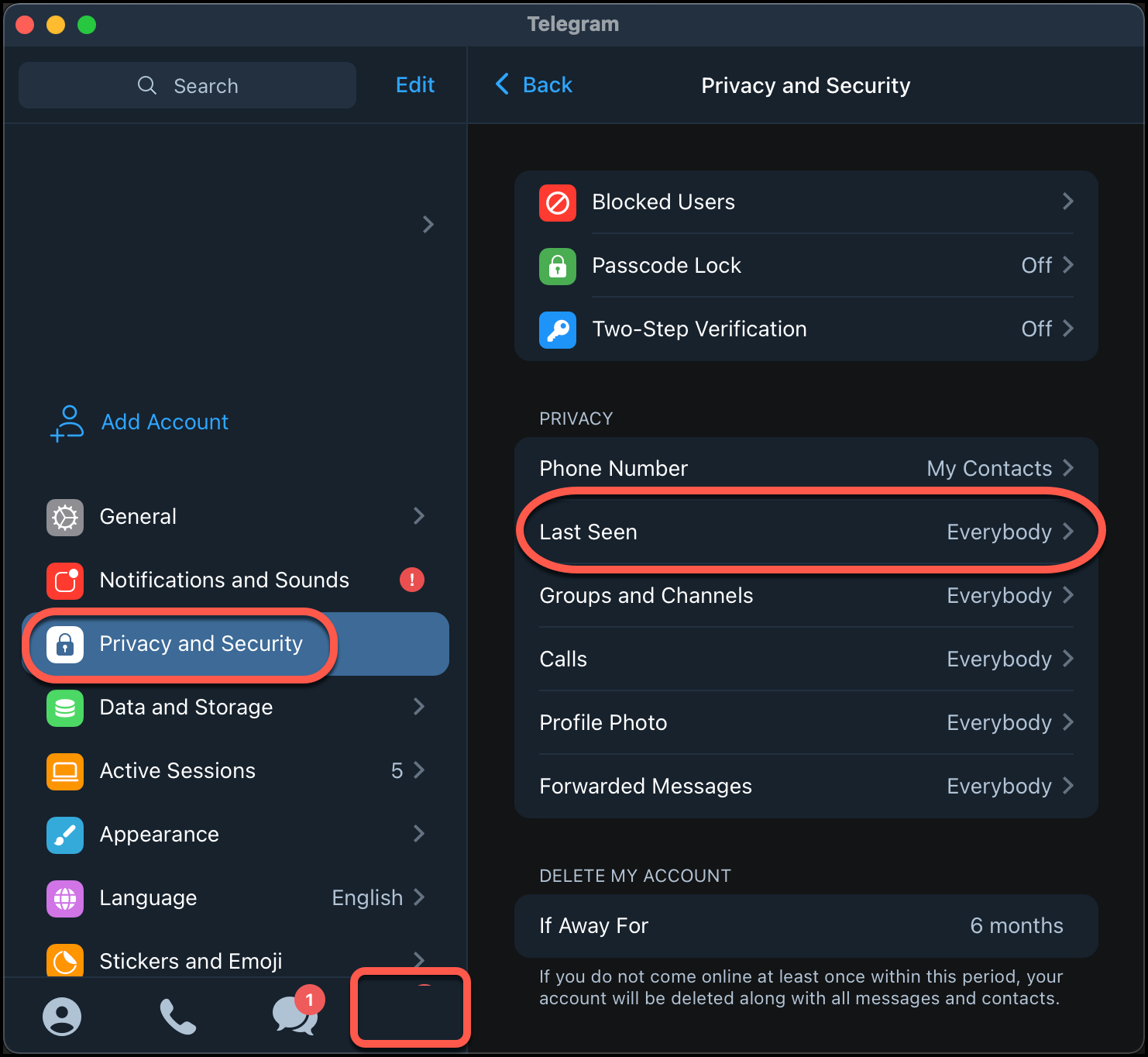 텔레그램 last seen