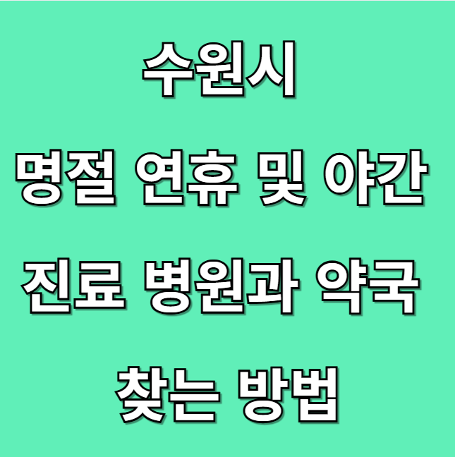 수원시 명절 연휴 및 야간 진료 병원과 약국 찾는 방법(E-gen)