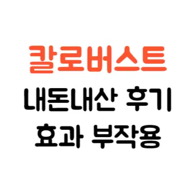 칼로버스트 내돈내산 후기 효과 부작용(체지방 감소 효과는)