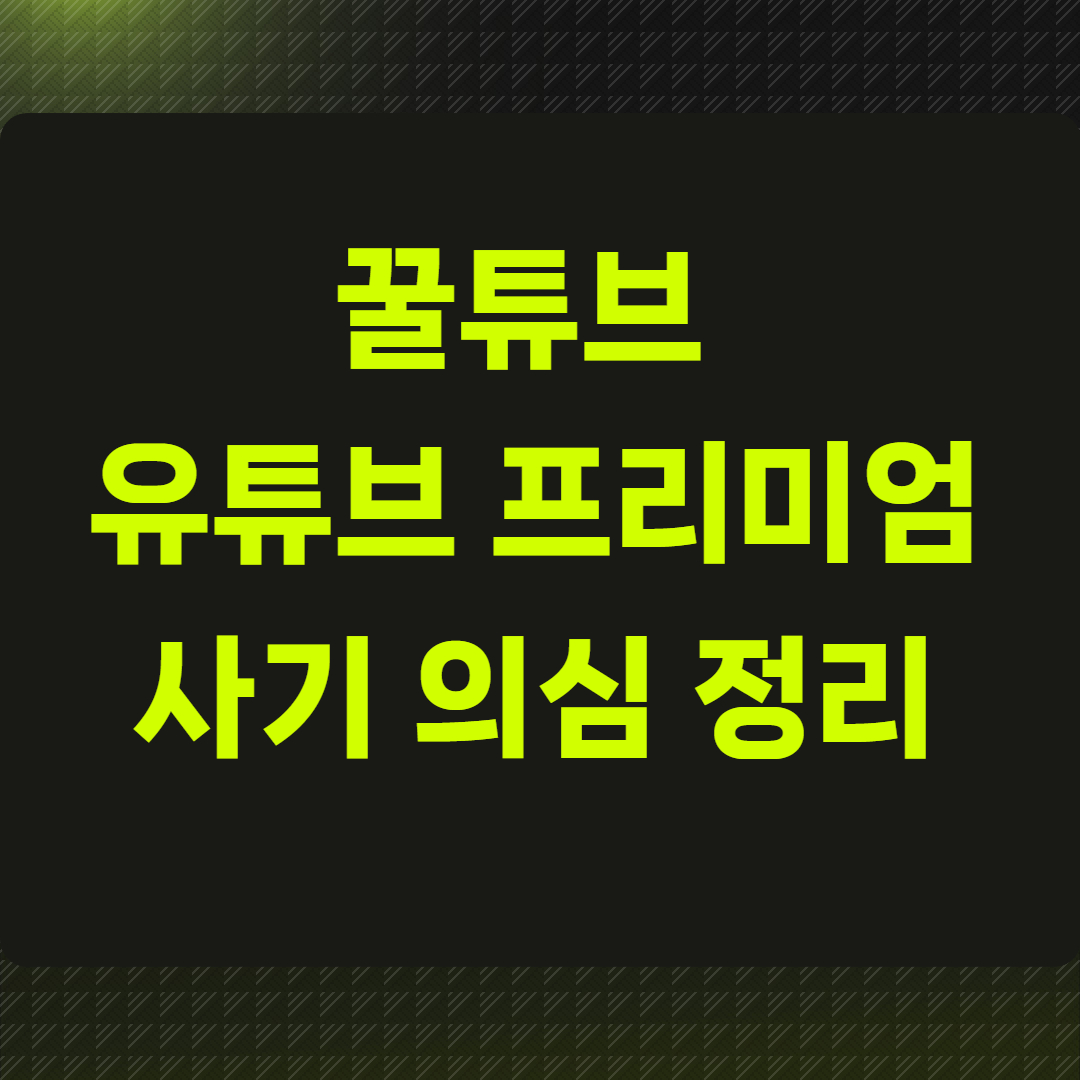 꿀튜브 유튜브 프리미엄 사기 의심 정리